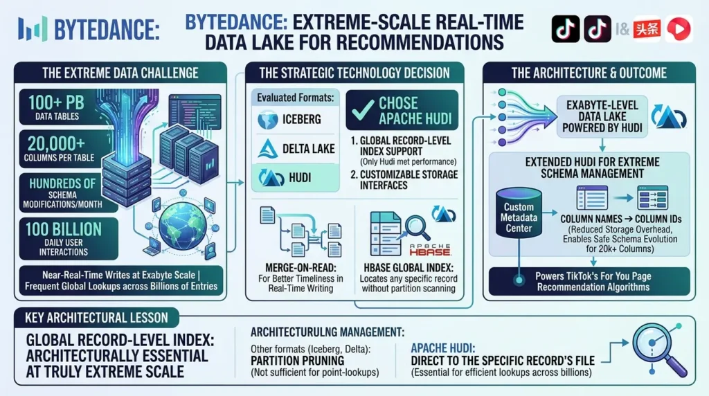 Apache Iceberg vs Delta Lake vs Apache Hudi: How to Choose the Right Table Format in 2026 ByteDance data lake TikTok Recommendations