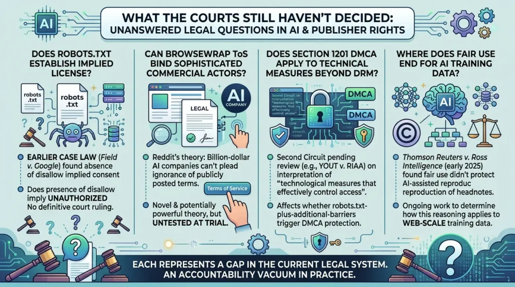 Courts undecided legal questions