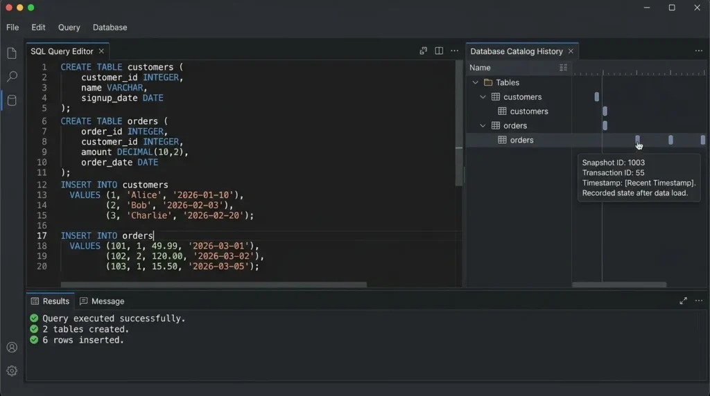 Create and load SQL tables
