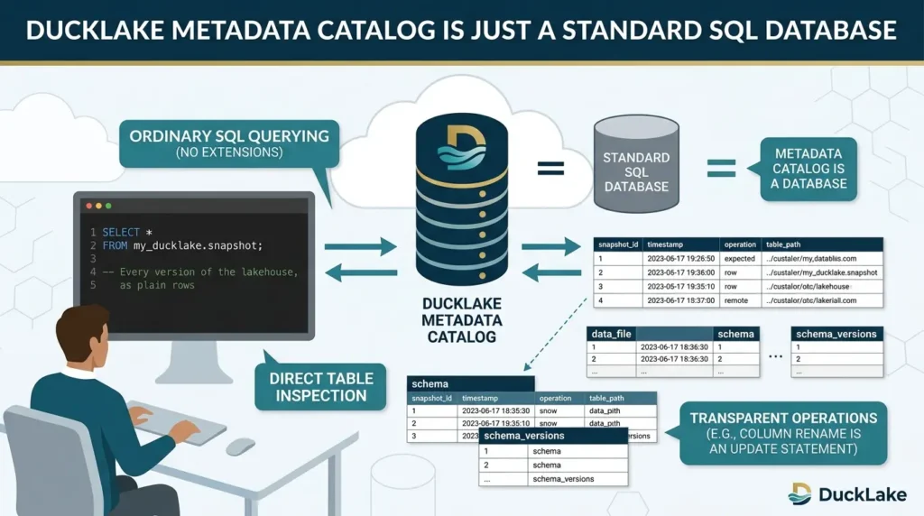 DuckLake metadata queried with SQL