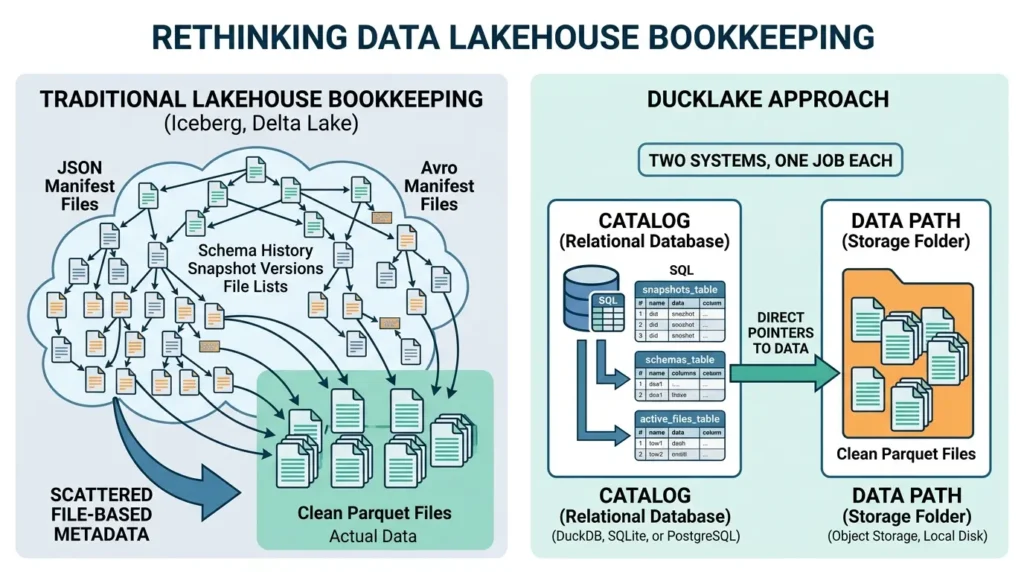 DuckLake stores bookkeeping