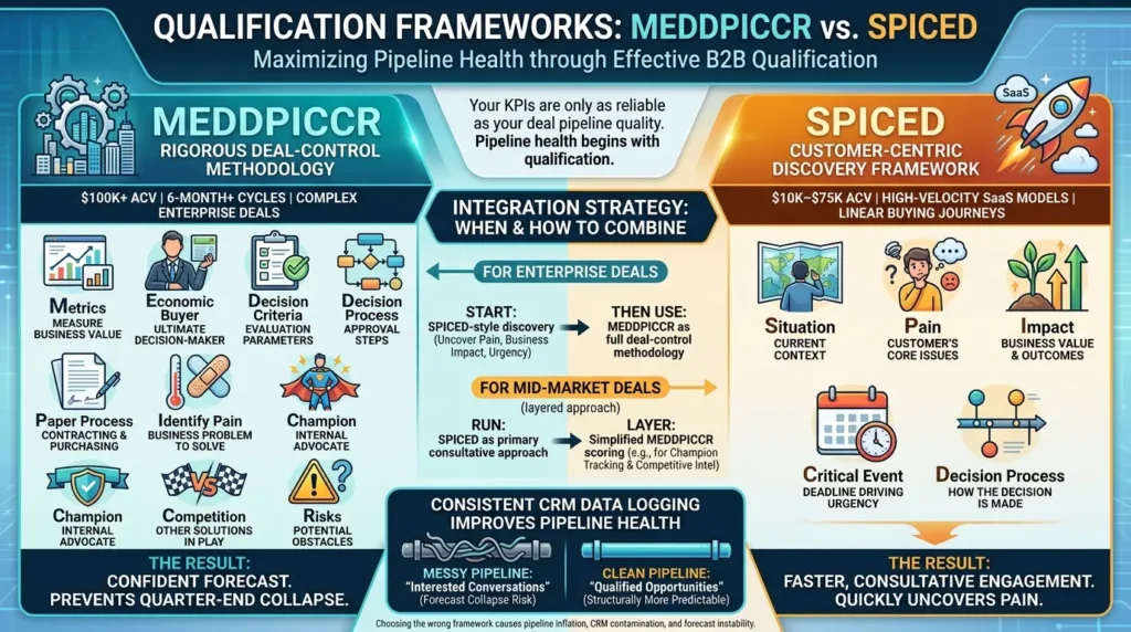 Sales KPIs in 2026: The 15 Metrics That Actually Move Revenue (Benchmarks from 938 Companies) MEDDPICCR vs SPICED