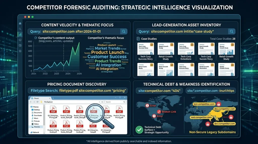 Competitor auditing using google dorks