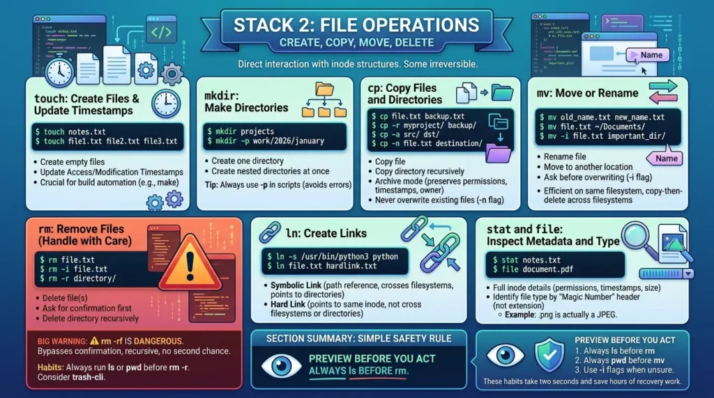 Linux Commands Cheat Sheet: 101 Essential Commands Every Beginner Should Know (2026 Edition) File operations , create, copy, move, delete