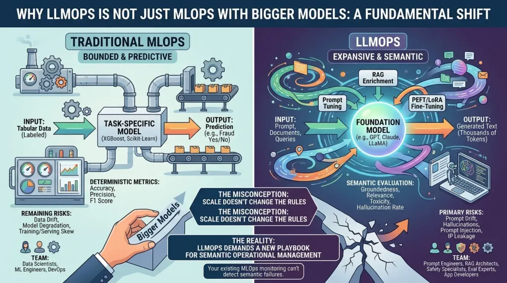 LLMOps vs MLOps comparison