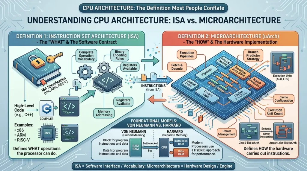 CPU Architecture Explained: The Complete Guide to Processor Design Evolution CPU Architecture ISA vs Microarchitecture