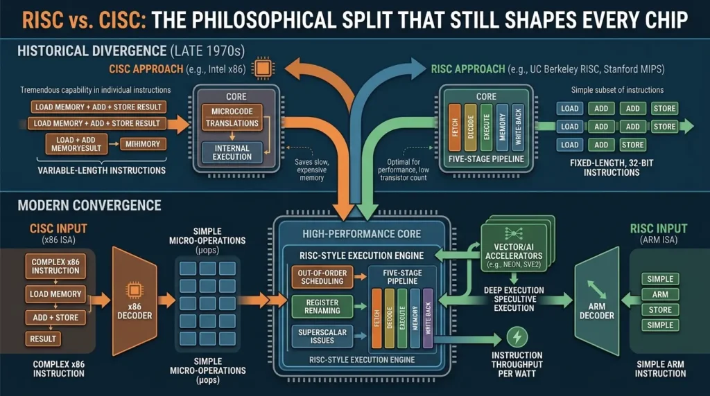 CPU Architecture Explained: The Complete Guide to Processor Design Evolution RISC vs CISC processor philosophies