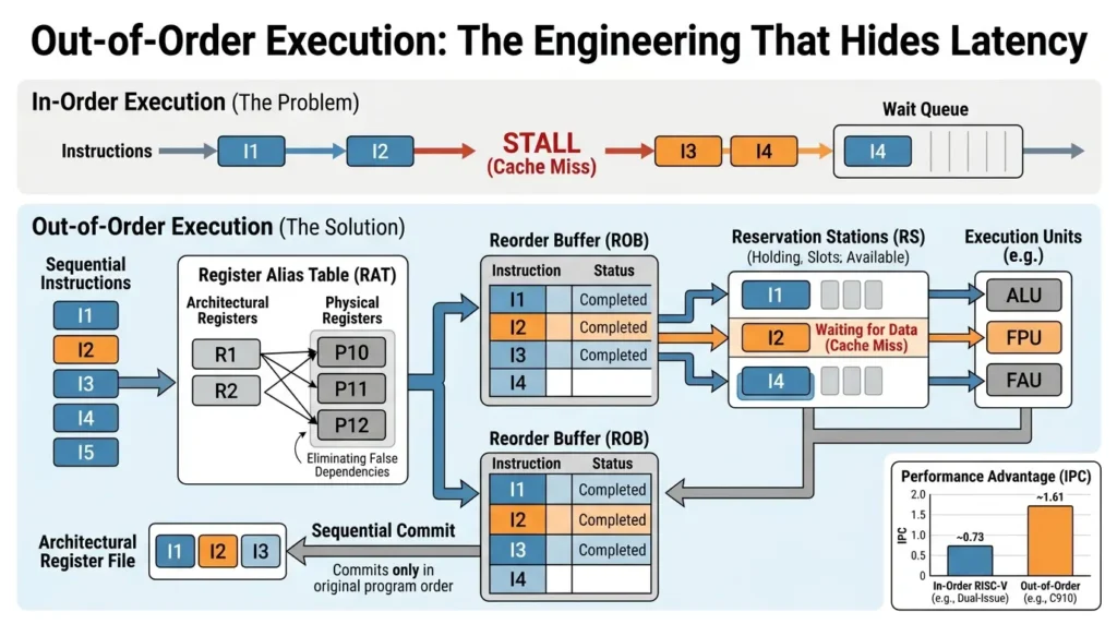 CPU Architecture Explained: The Complete Guide to Processor Design Evolution Out-of-Order Execution Hides Latency