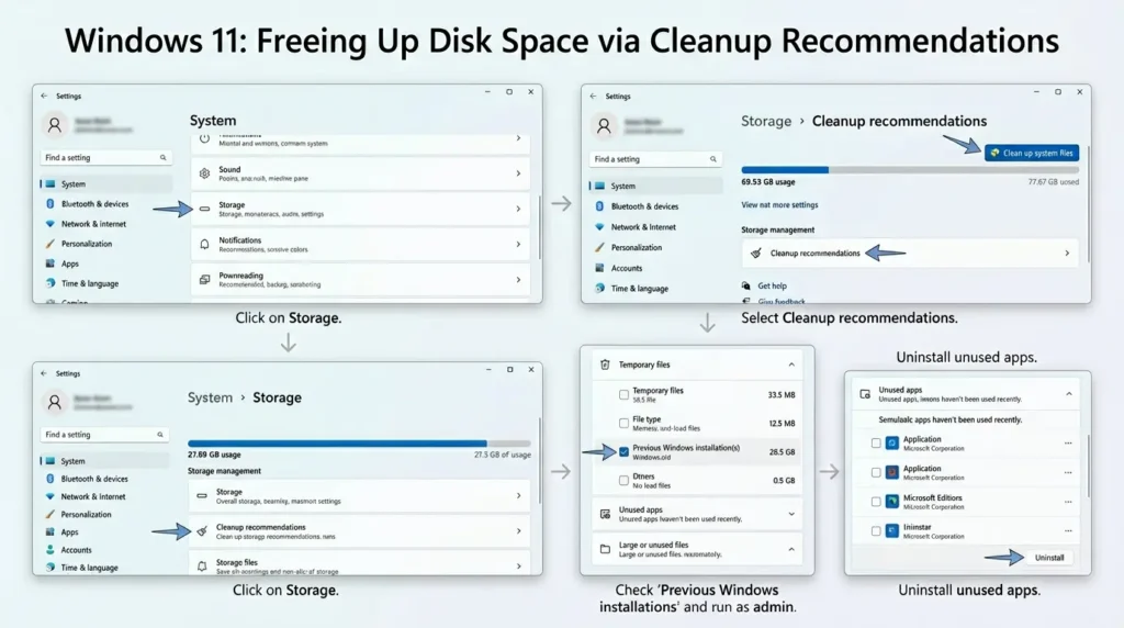 Cleanup recommendations run disk