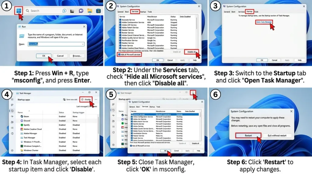 Disable startup items msconfig
