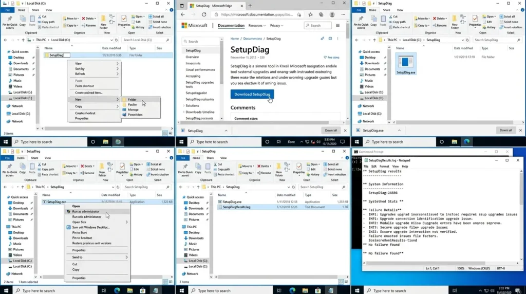 Create folder and run SetupDiag