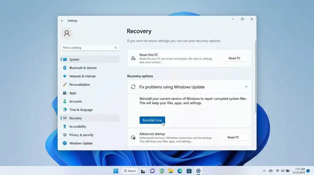 Windows 11 reinstall now
