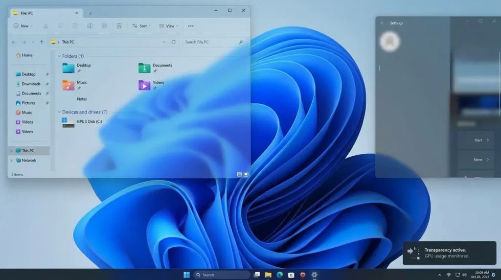 Windows 11 transparency effects