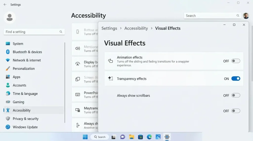 Turn off animation effects