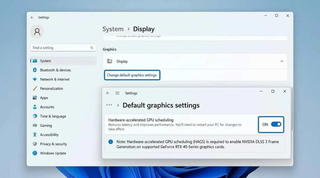 Change graphics settings toggle