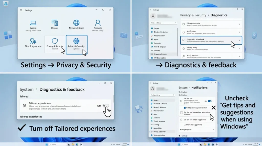 Settings Privacy Security Diagnostic 