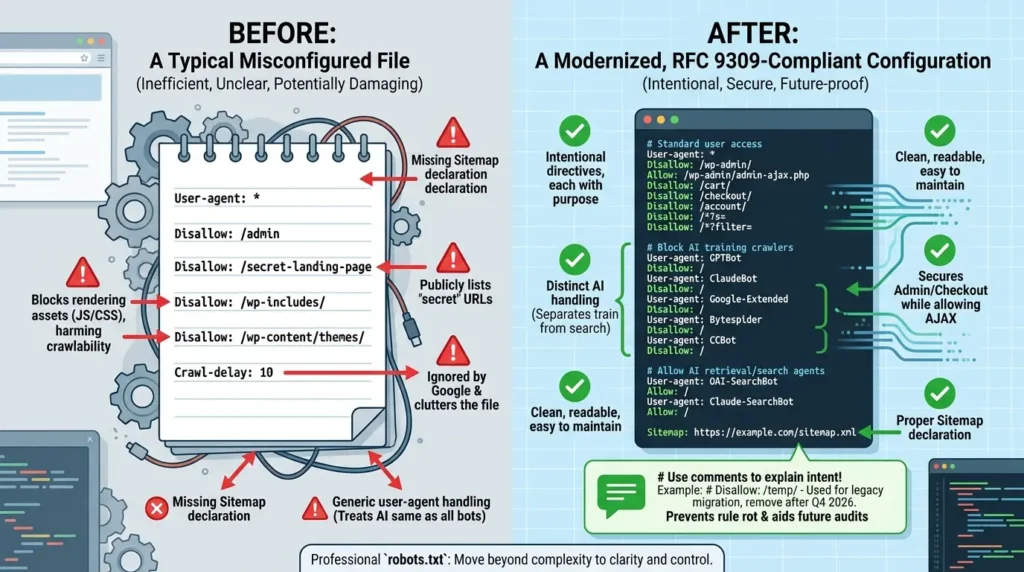 Robots.txt before and after