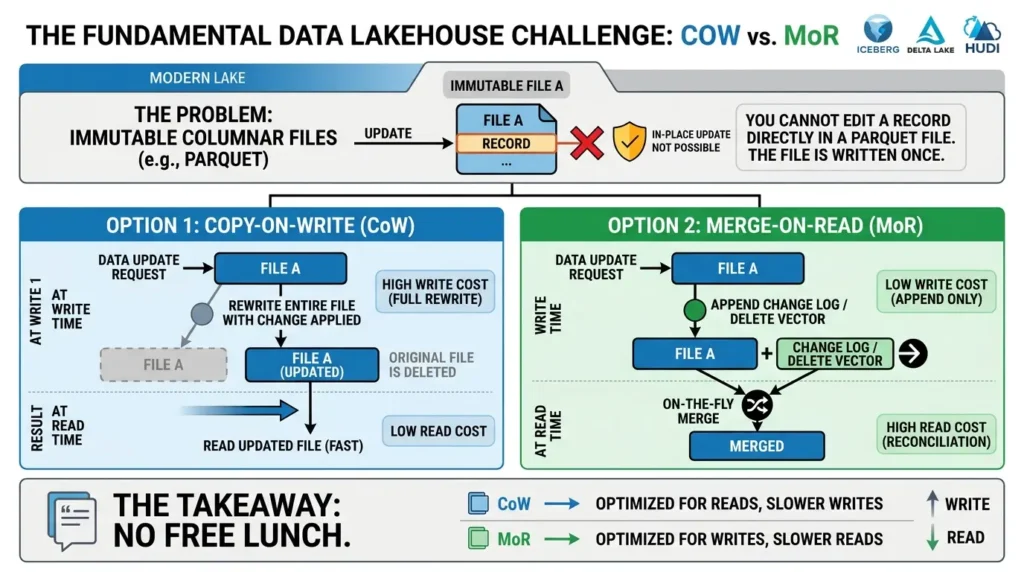 Copy-on-Write vs Merge-on-Read: The Real Trade-Offs Nobody Explains Properly CoW_MoR data lakehouse formats