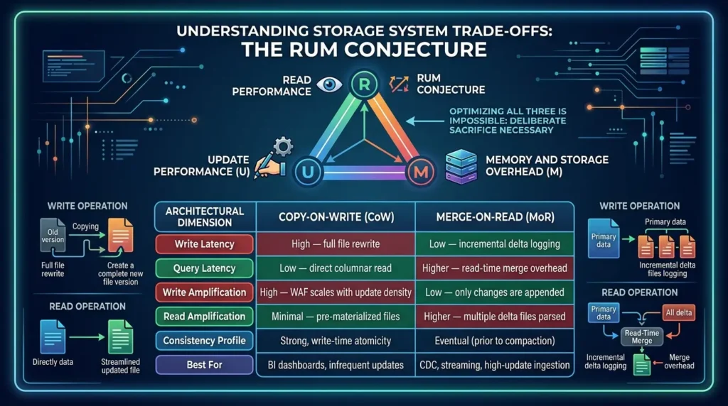Copy-on-Write vs Merge-on-Read: The Real Trade-Offs Nobody Explains Properly RUM Conjecture trade-offs explained