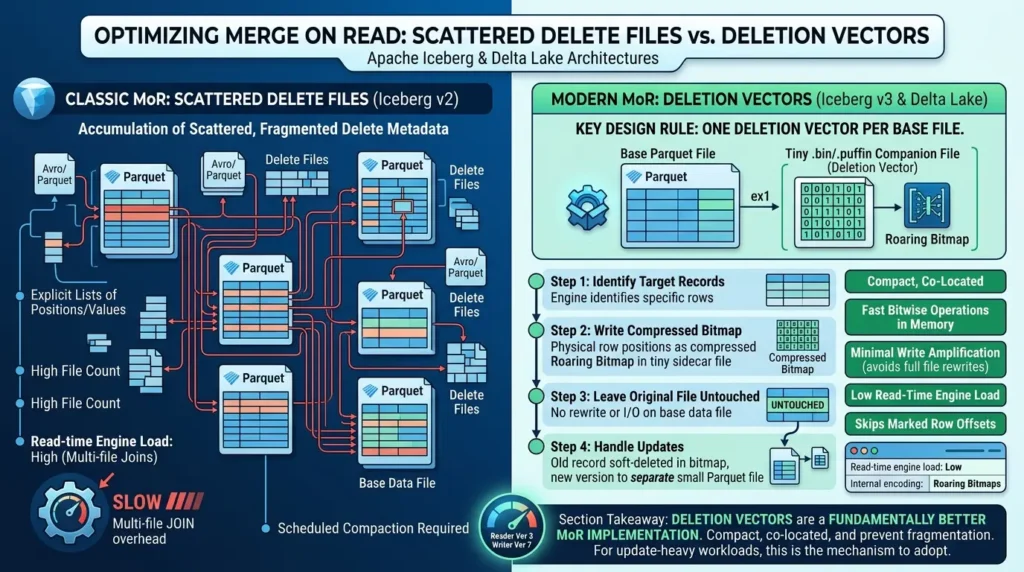 Copy-on-Write vs Merge-on-Read: The Real Trade-Offs Nobody Explains Properly Deletion vectors improve MoR