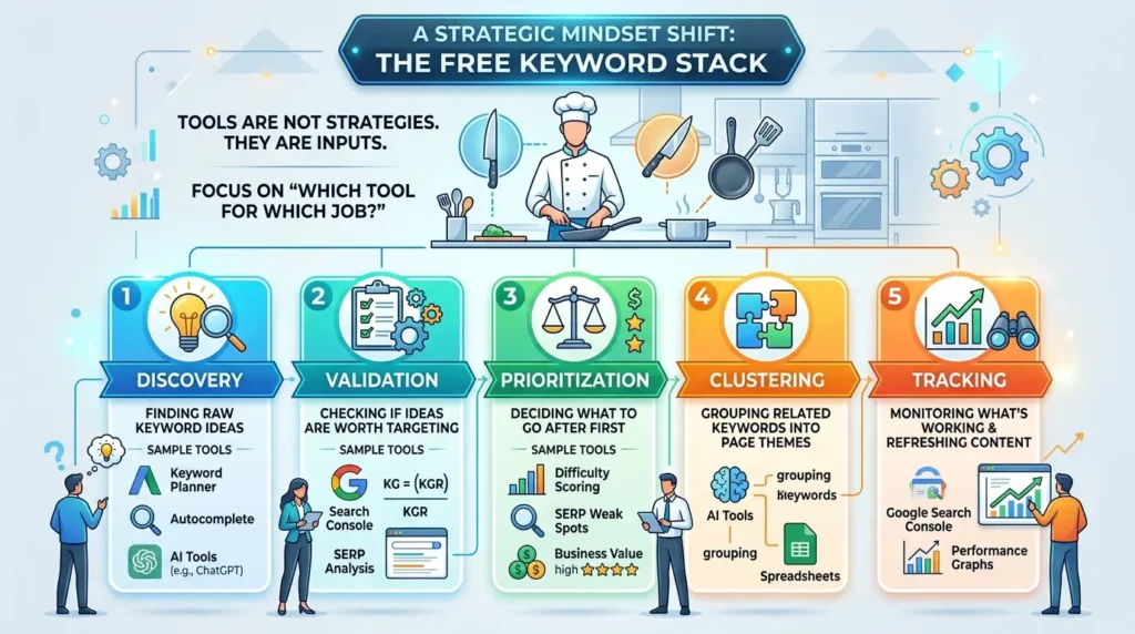Free Keyword Research Tools That Actually Work in 2026 (No Paid Subscriptions Required) Tools are not strategies