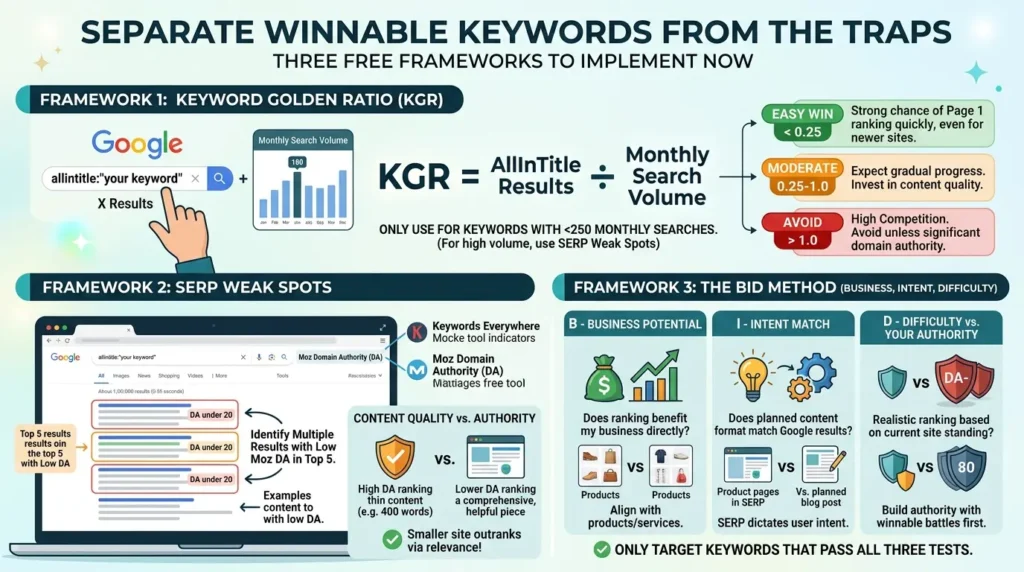 Free Keyword Research Tools That Actually Work in 2026 (No Paid Subscriptions Required) Keyword frameworks for content