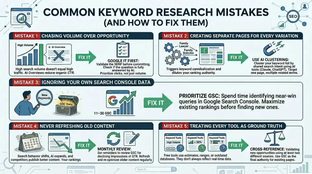 Free Keyword Research Tools That Actually Work in 2026 (No Paid Subscriptions Required) Keyword research mistakes and fixes