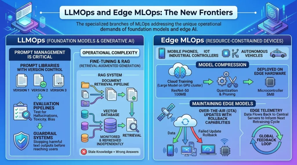 MLOps: From Model Development to Production Operations LLMOps and Edge MLOps Frontiers