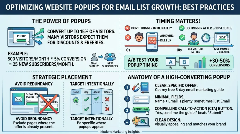 How to Build Your Email List Fast: 5 Proven Strategies That Actually Work Website popup email list growth