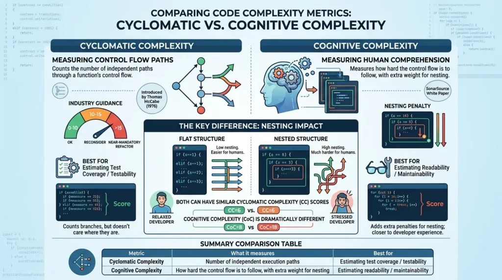 Cyclomatic vs Cognitive Complexity