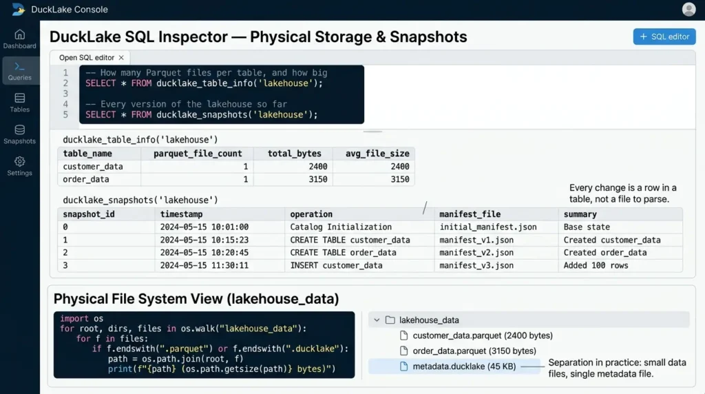 Inspect storage and snapshot