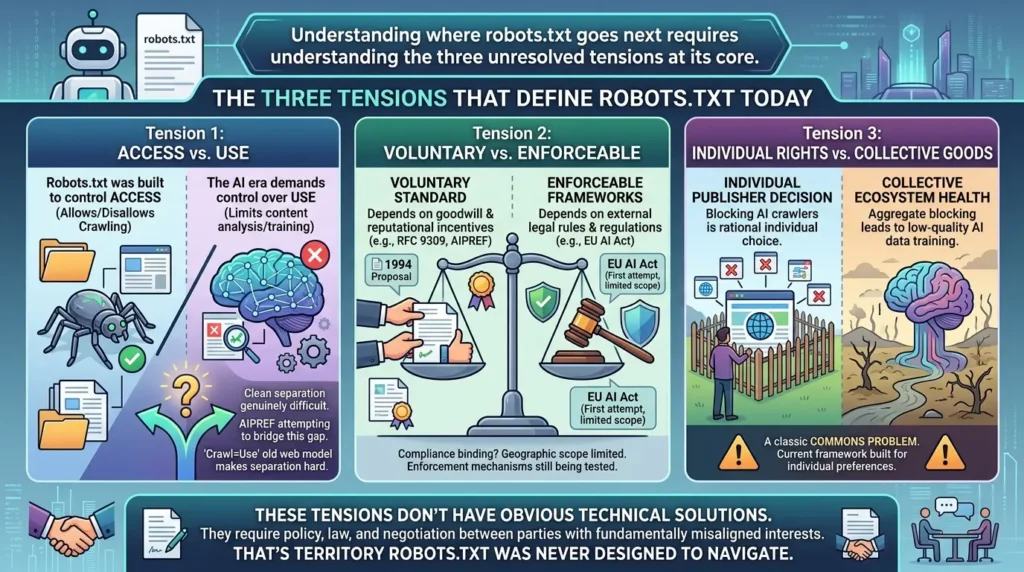 From Crawl Control to AI Governance: The Unintended Evolution of Robots.txt Robots.txt tensions define today