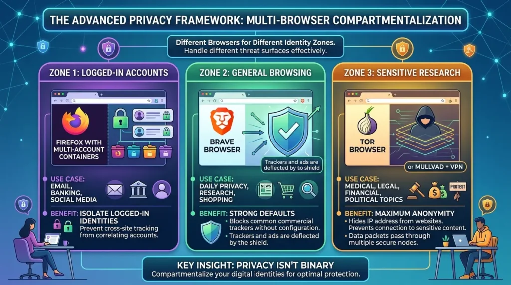 Browser setup for privacy zones