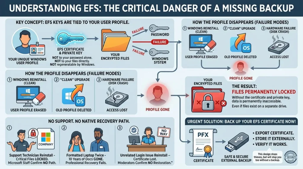 EFS encryption profile loss warning