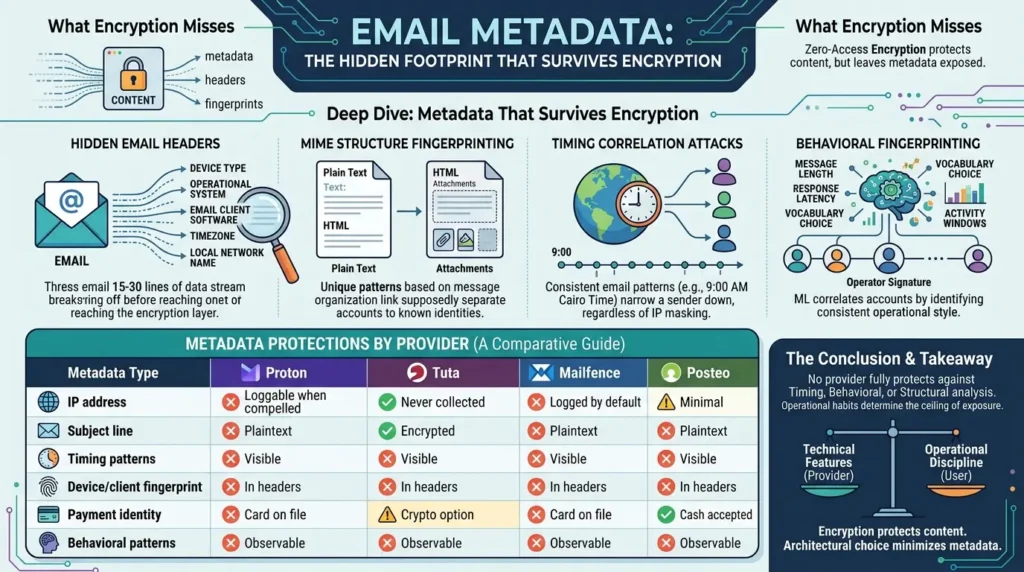 Private Email Services Compared: What Happens When Your "Zero-Access" Provider Gets a Court Order Email metadata survival and analysis
